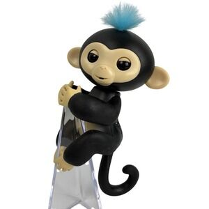 Fingerlings Baby Monkey Black With Teal Hair Finn Interactive Friend Toy - WORKS